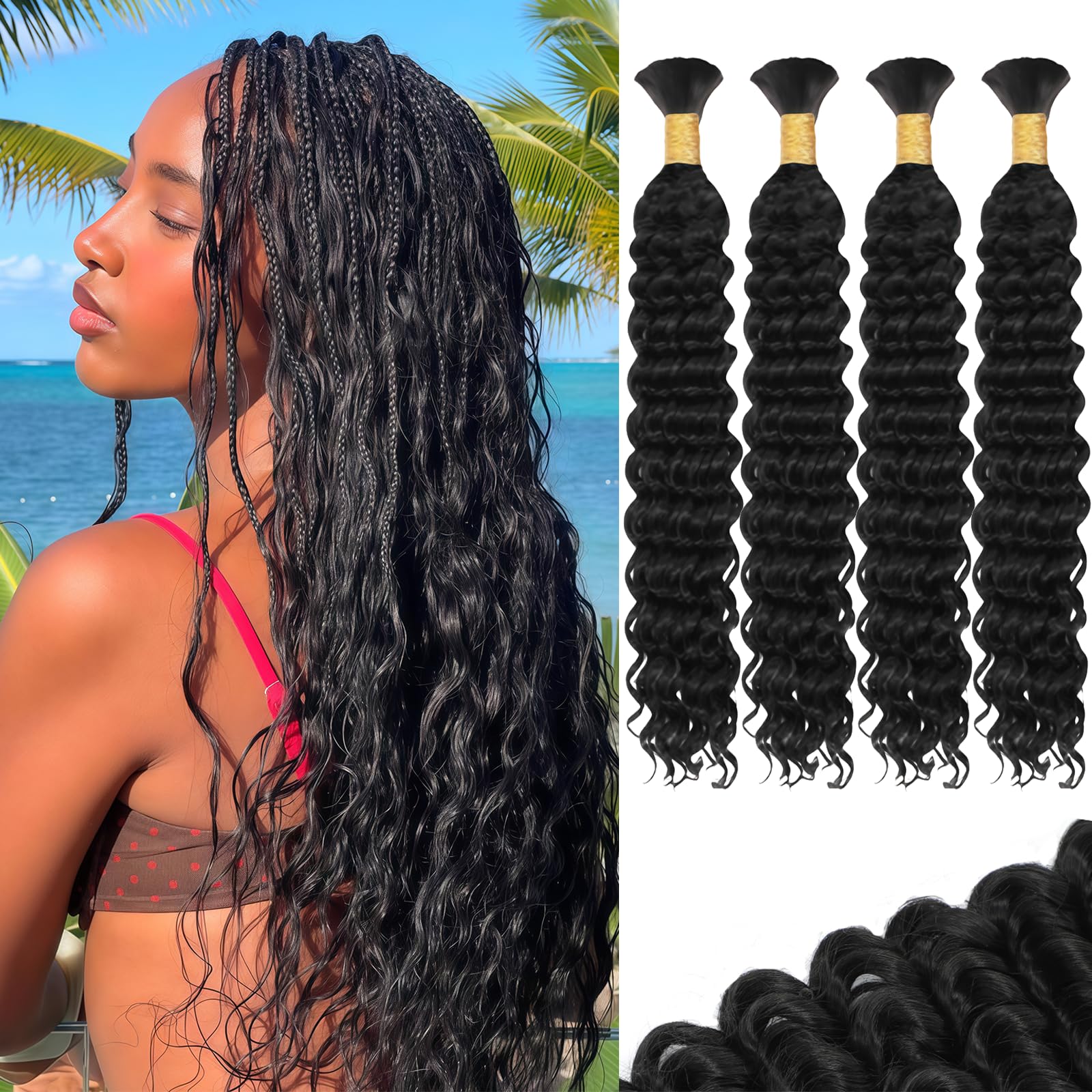 MEIYOU boho braiding hair mix pack shot showing fuller braids