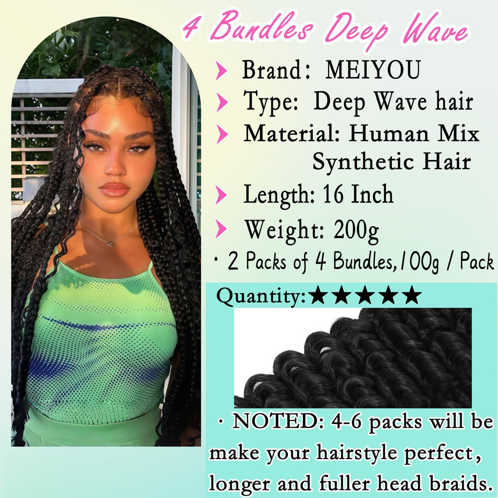 MEIYOU boho braiding hair mix wet and wavy texture demonstrates versatile styling