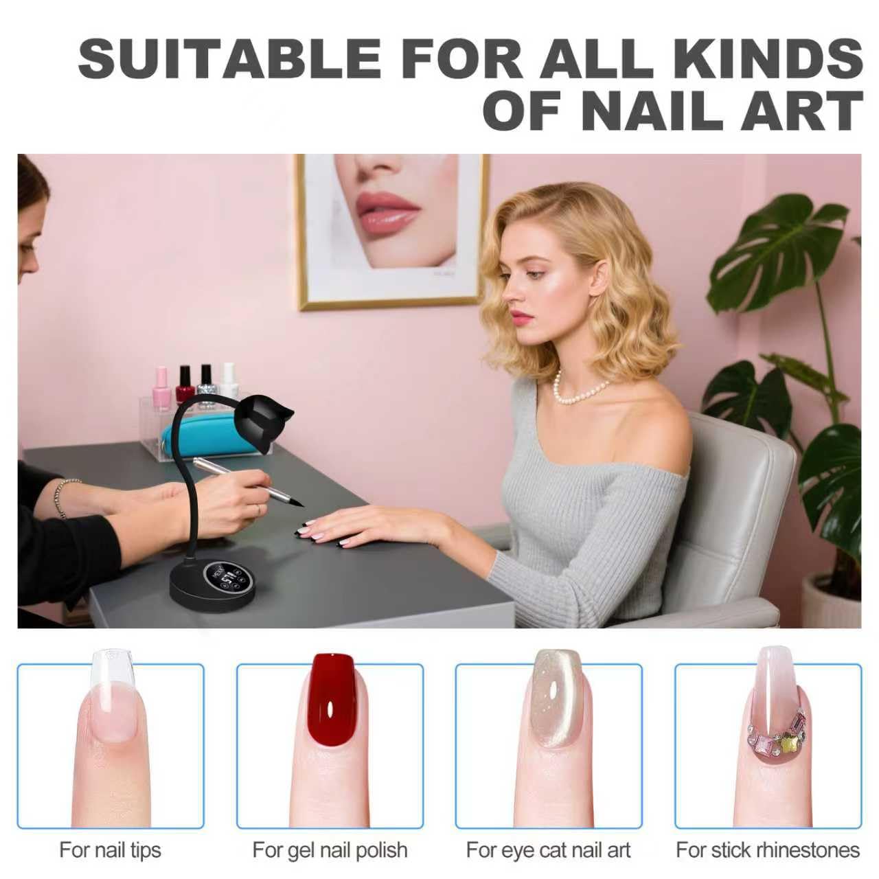 MEKK Gooseneck UV Nail Lamp 360-degree irradiation for uniform curing