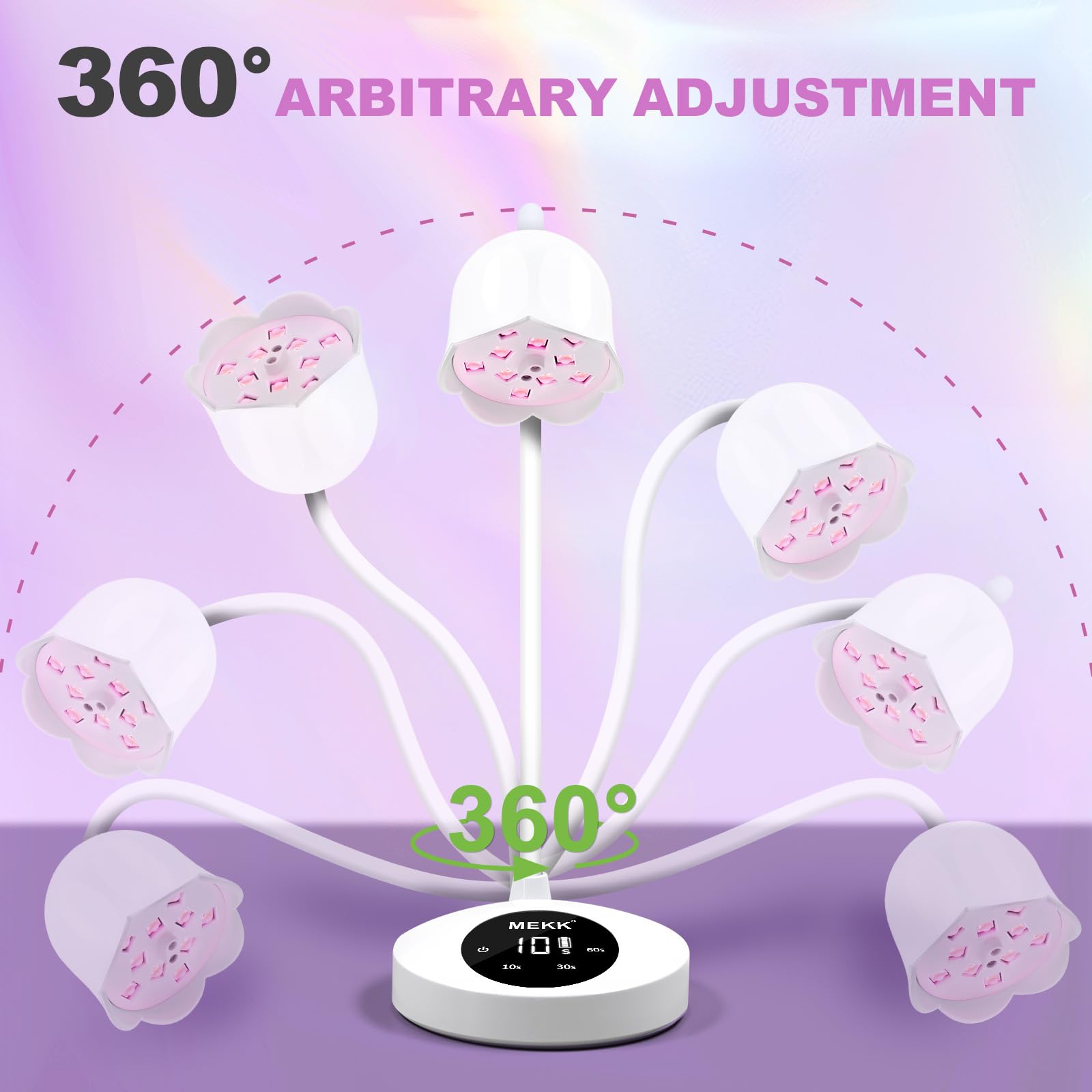 MEKK Gooseneck UV Nail Lamp auto-sensor activates instantly for touch-free curing.