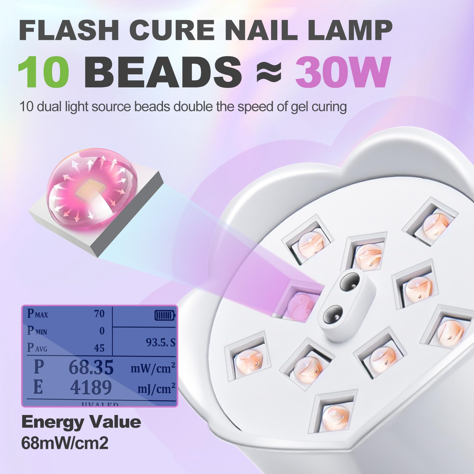 MEKK Gooseneck UV Nail Lamp cordless use with rechargeable battery for travel.