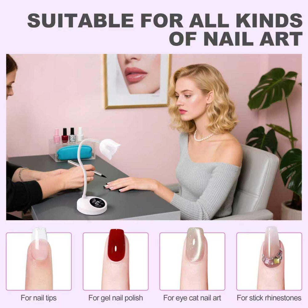 MEKK Gooseneck UV Nail Lamp in use with gel nails for salon-quality results.