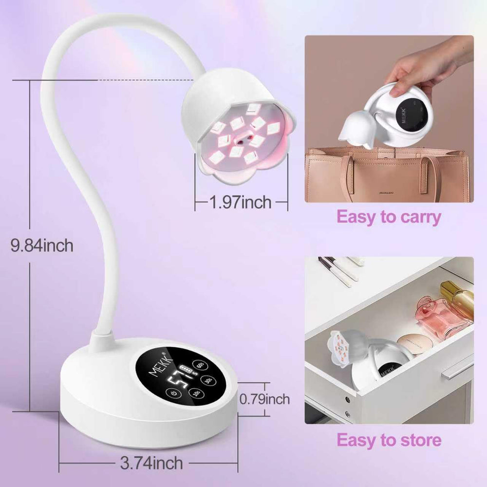 MEKK Gooseneck UV Nail Lamp portable travel-friendly, ideal for DIY manicures.