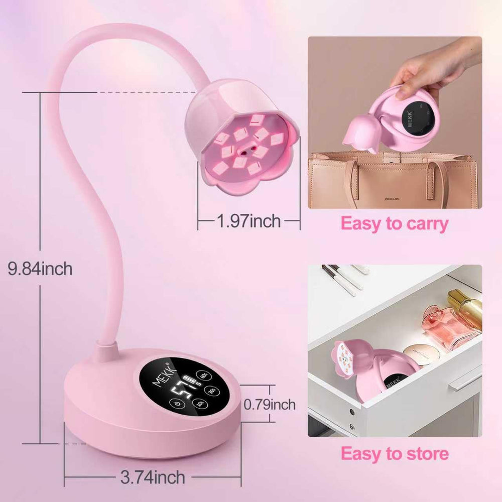 MEKK Gooseneck UV Nail Lamp pink ideal for travel and home use