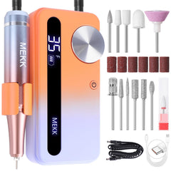 MEKK Nail Drill Kit front view shows 35000RPM power for precise mani-pedi work