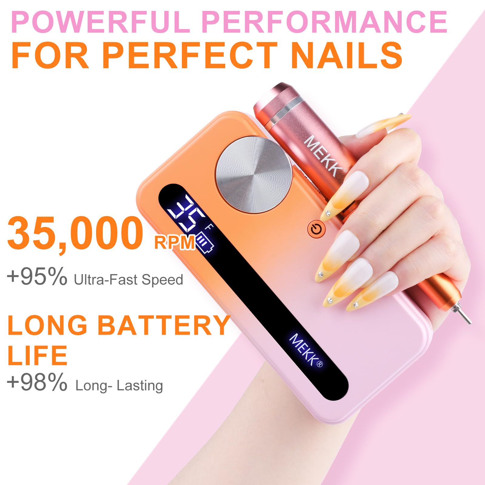 MEKK Nail Drill quiet motor minimizes disturbance during treatments