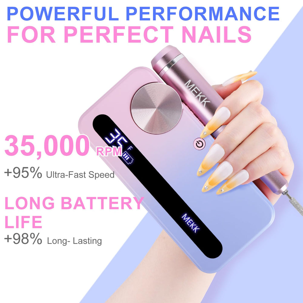 MEKK nail filer cordless design and pen holder improve organization during salon or home sessions.