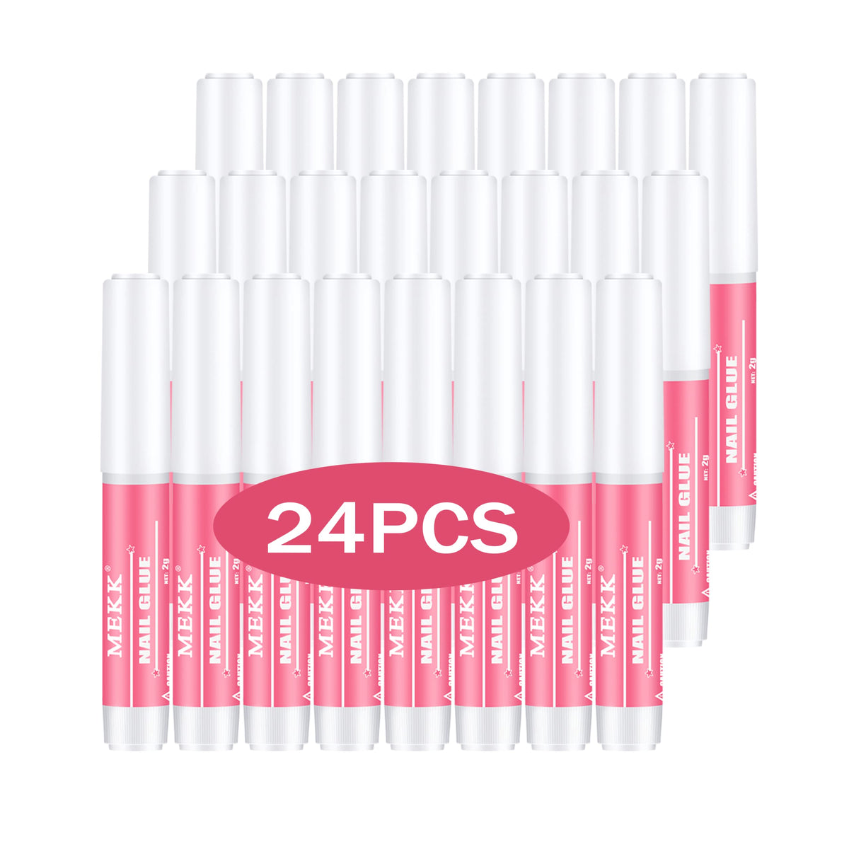 MEKK nail glue bottle shows fast drying for quick manicures.