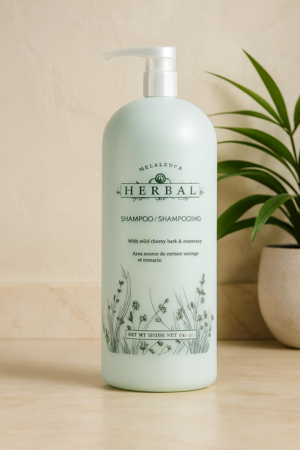 Melaleuca Herbal Shampoo bottle 32 oz promotes shine and manageable hair.