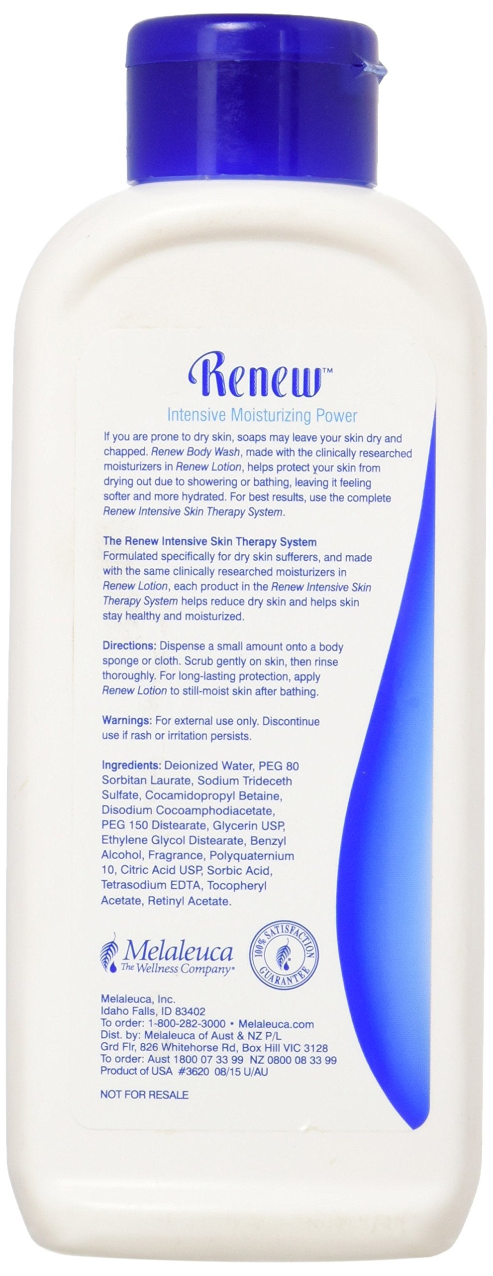 Melaleuca Renew body wash foam demonstrates soothing lather and skin comfort