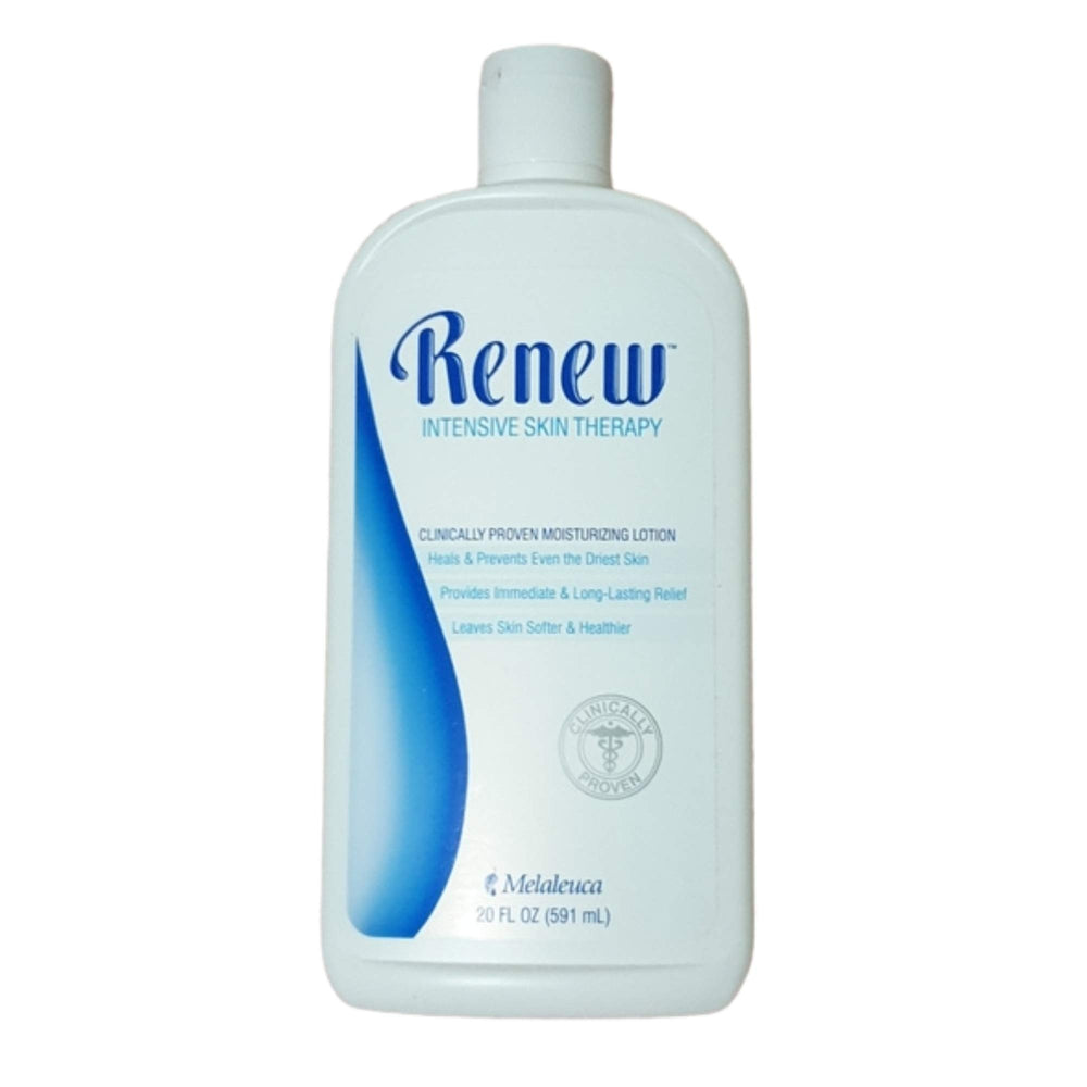 Melaleuca Renew Intensive Skin Therapy Lotion bottle front shows rich moisture for dry skin.