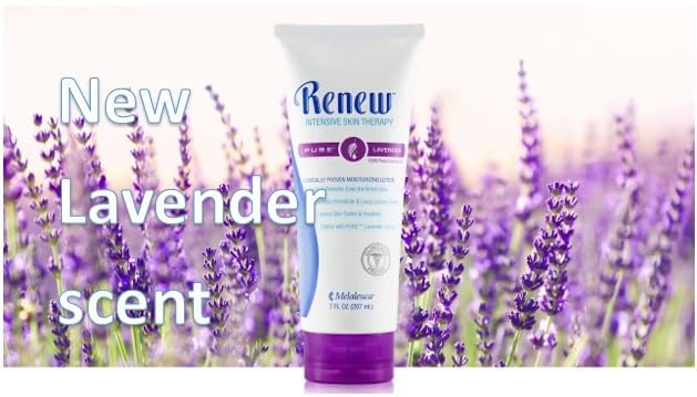 Melaleuca Renew lavender oil drop close-up suggests aromatic calm