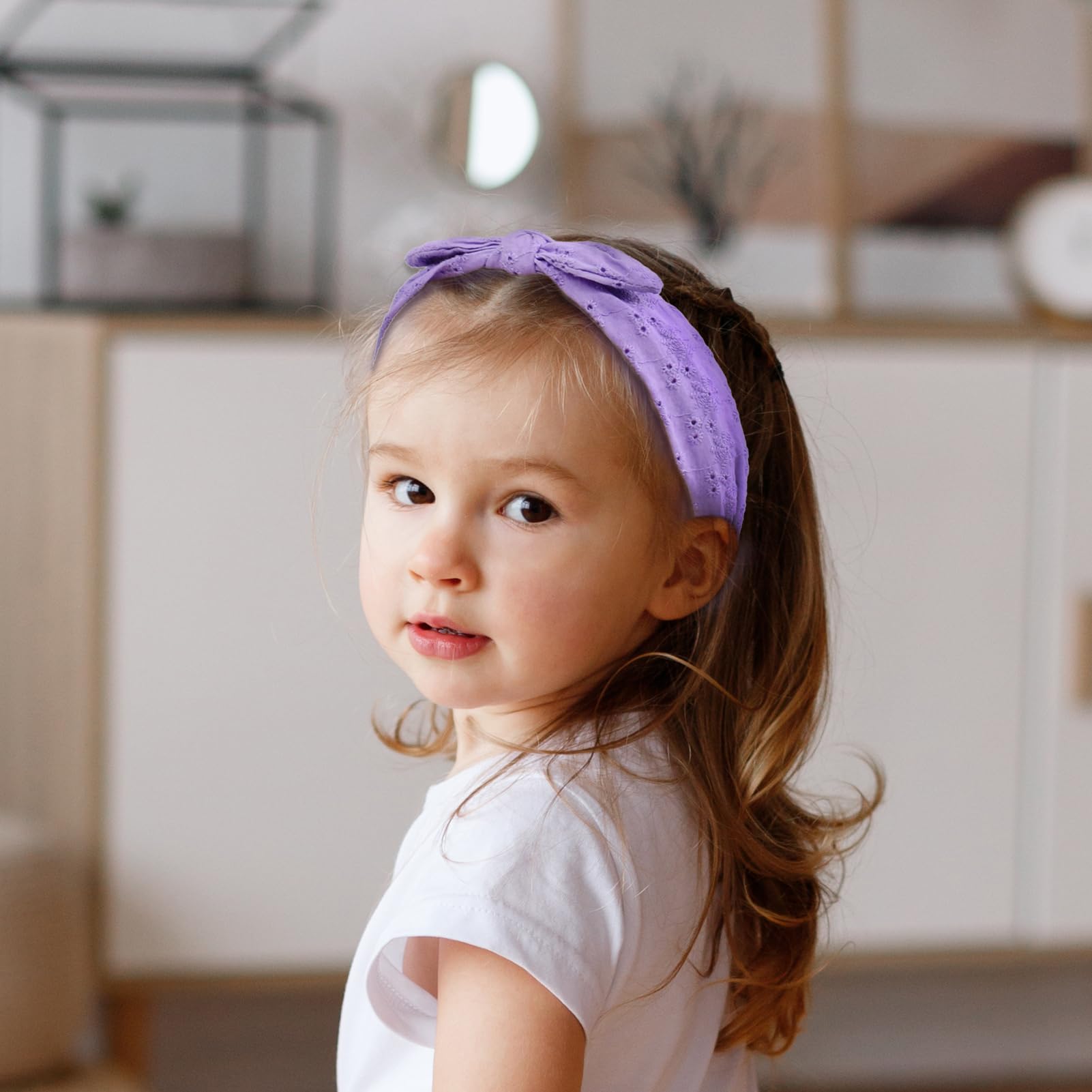 Melbelia bow headband embroidery flower detail close-up adds refined texture