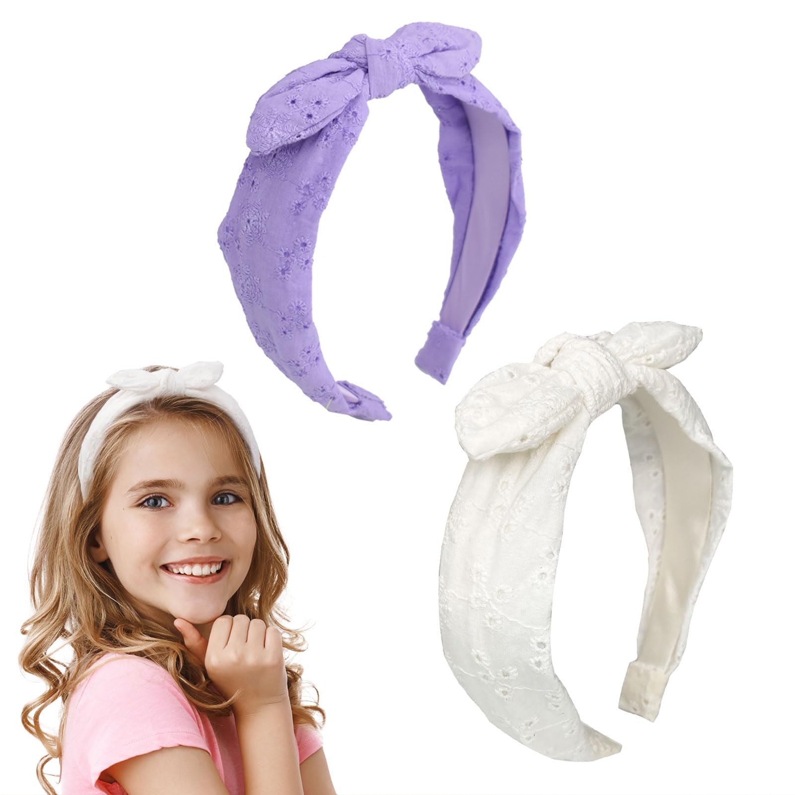 Melbelia bow headband knot purple front view for cute daily outfits
