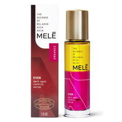 MELE Even Dark Spot Serum bottle shows bi-phase formula for a brighter, more even complexion
