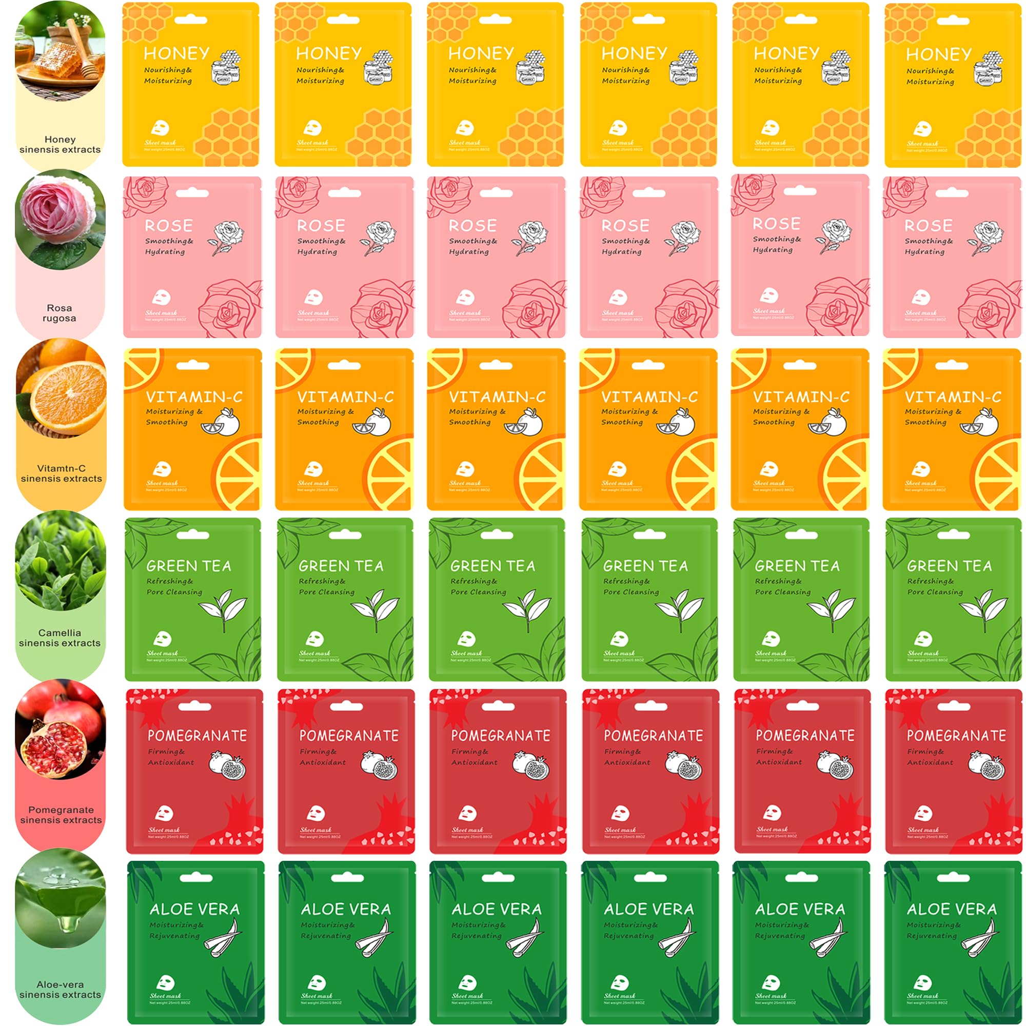 Meleell face mask bulk-pack provides variety for weekly routines.