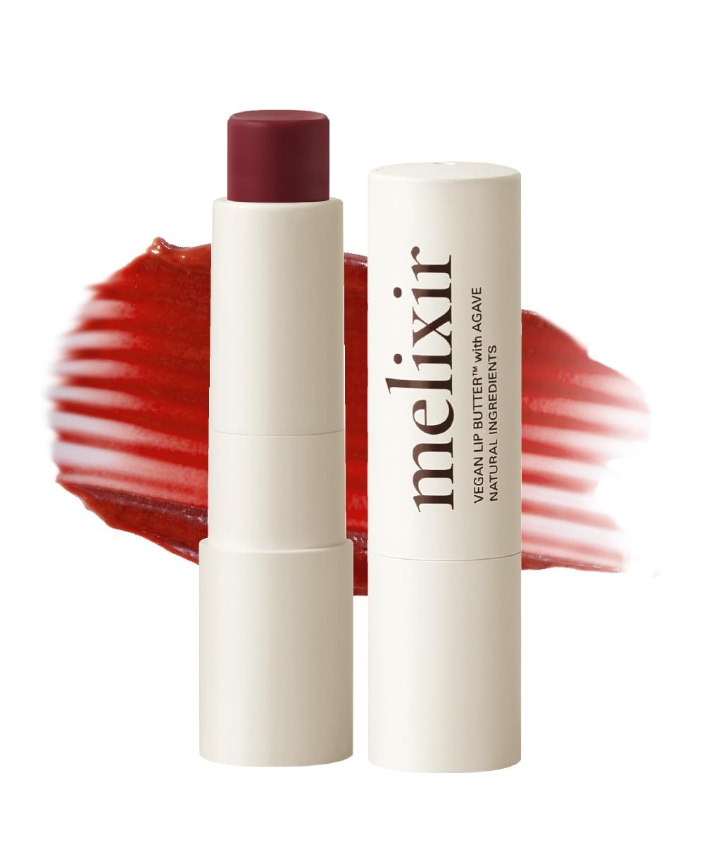 Melixir vegan lip butter compact demonstrates portable hydration and shine