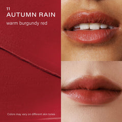 Melixir lip butter sheer color application demonstrates subtle winter tint.
