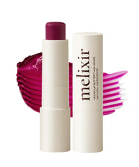 Melixir Vegan Lip Butter Wine Stain swatch shows sheer color and hydrating shine.