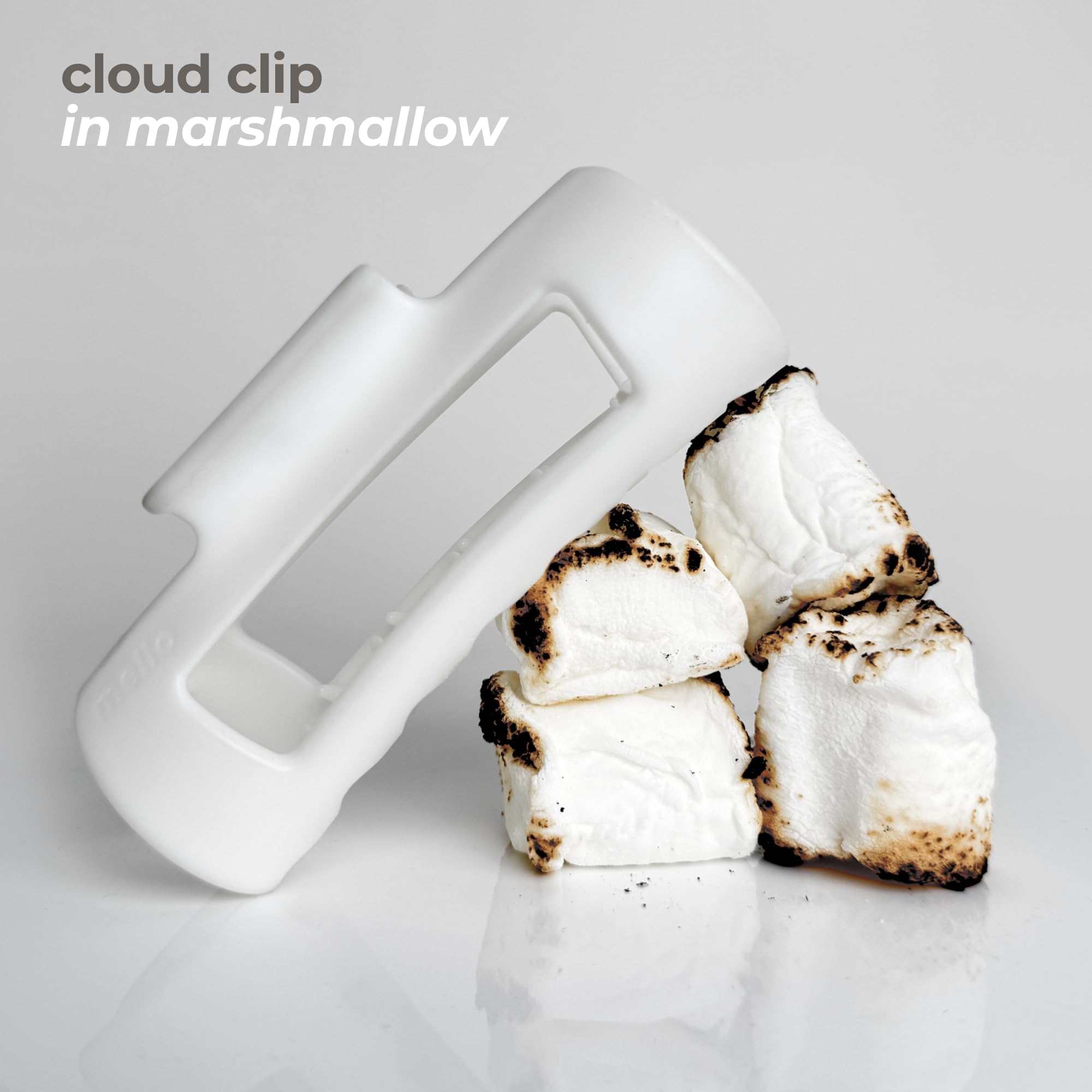 MELLO inward-curving teeth close-up illustrate scalp-friendly pressure distribution.