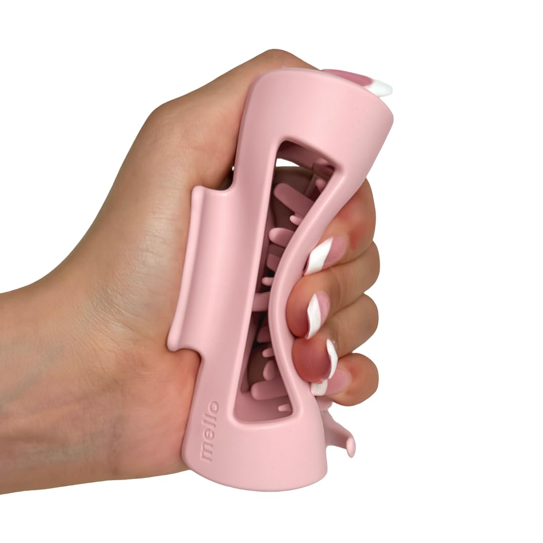Mello Original hair claw clip pink medium held secure styles with comfortable hold.