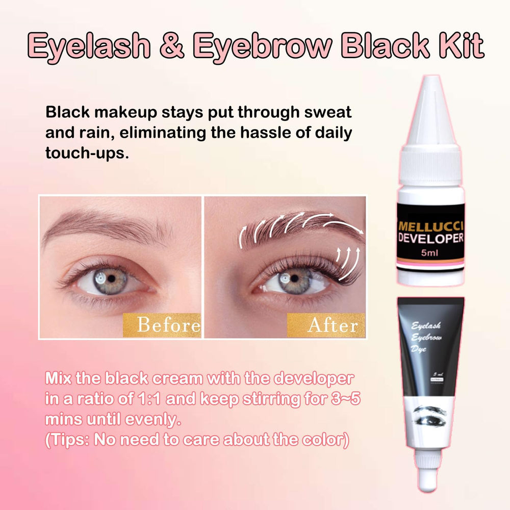 MELLUCCI brow lamination black color swatches show rich tone for shaping and defining brows