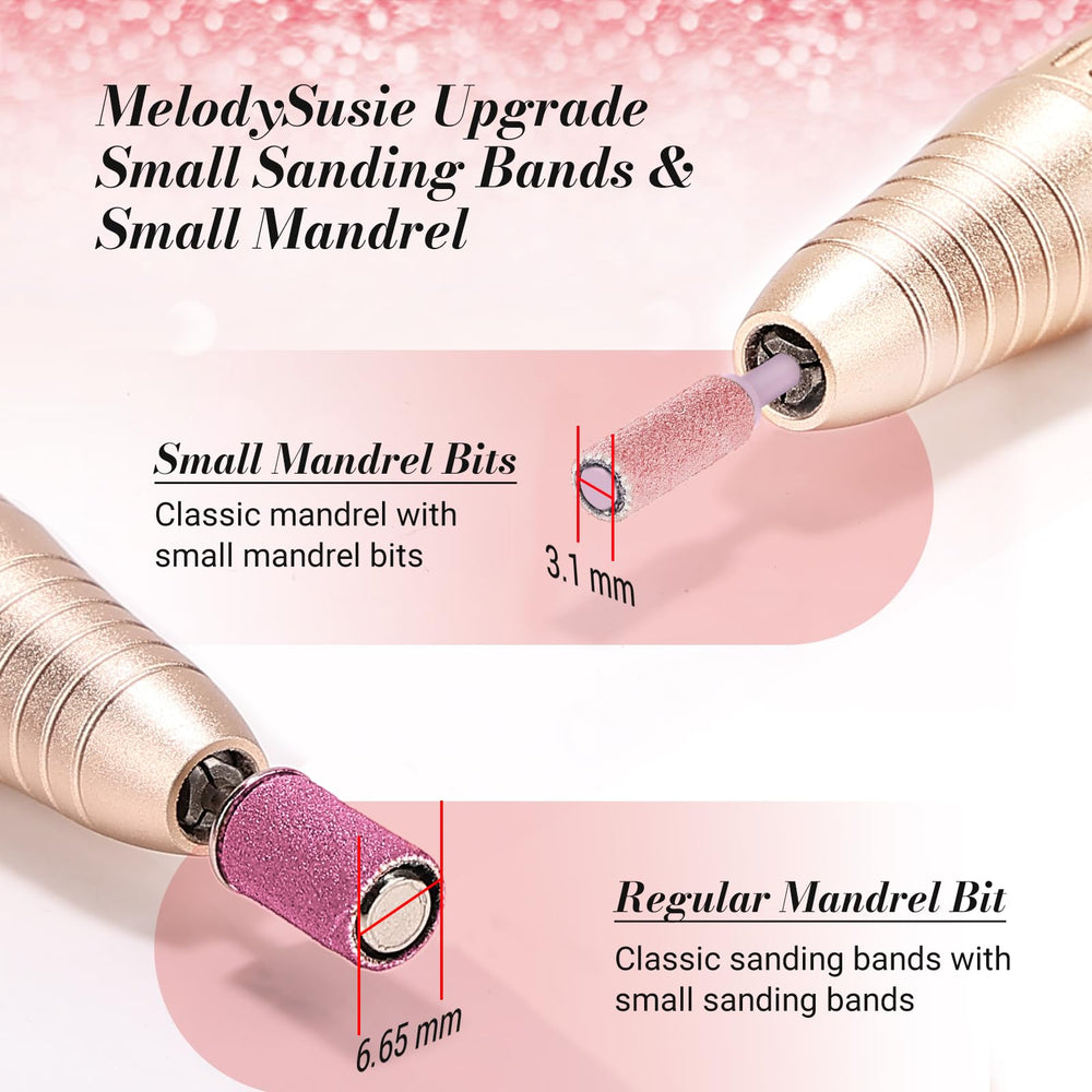 MelodySusie nail prep sanding bands close-up demonstrates precise surface prep.