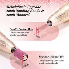 MelodySusie nail prep sanding bands close-up demonstrates precise surface prep.