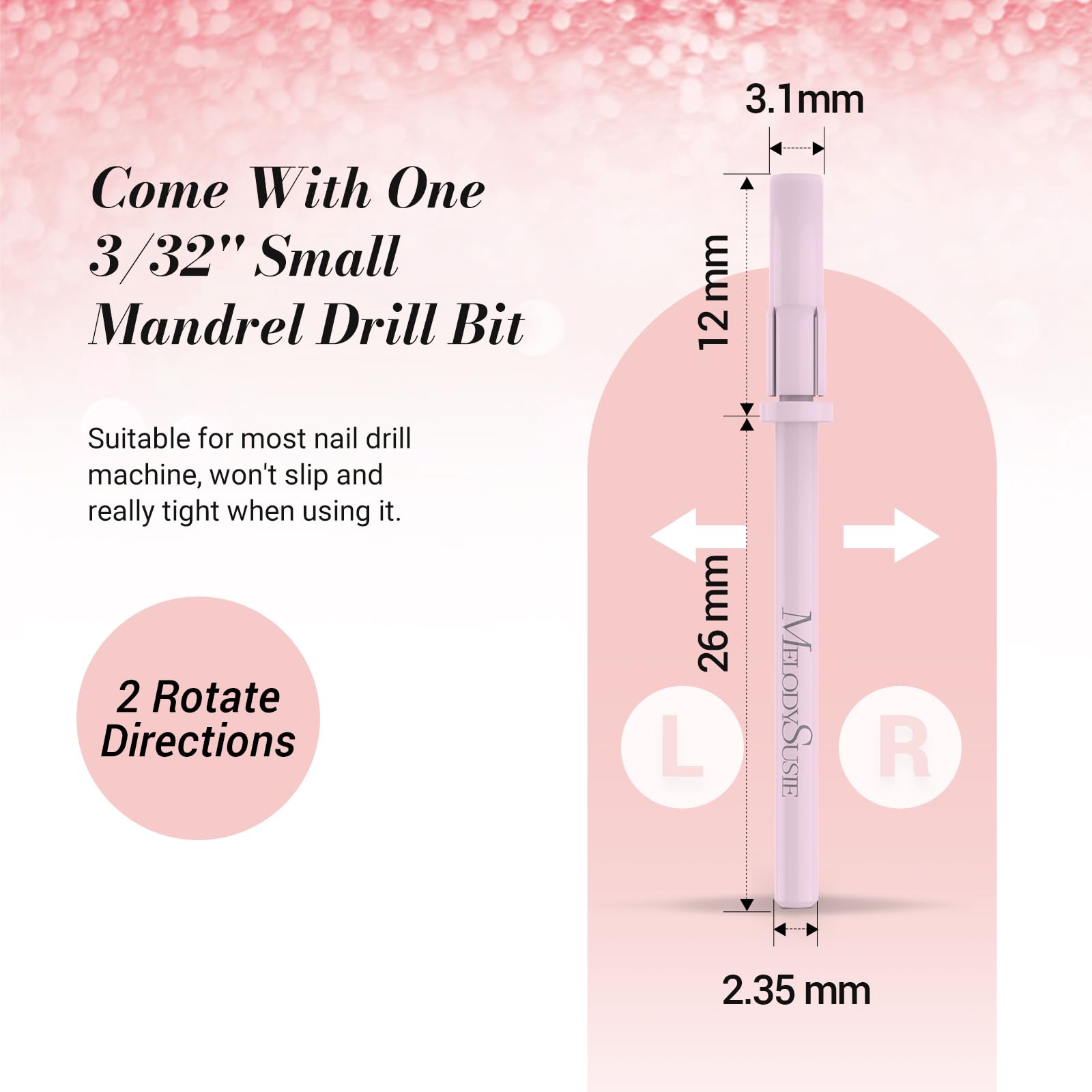 MelodySusie pedicure setup showing compact 50-piece kit in pink accents.