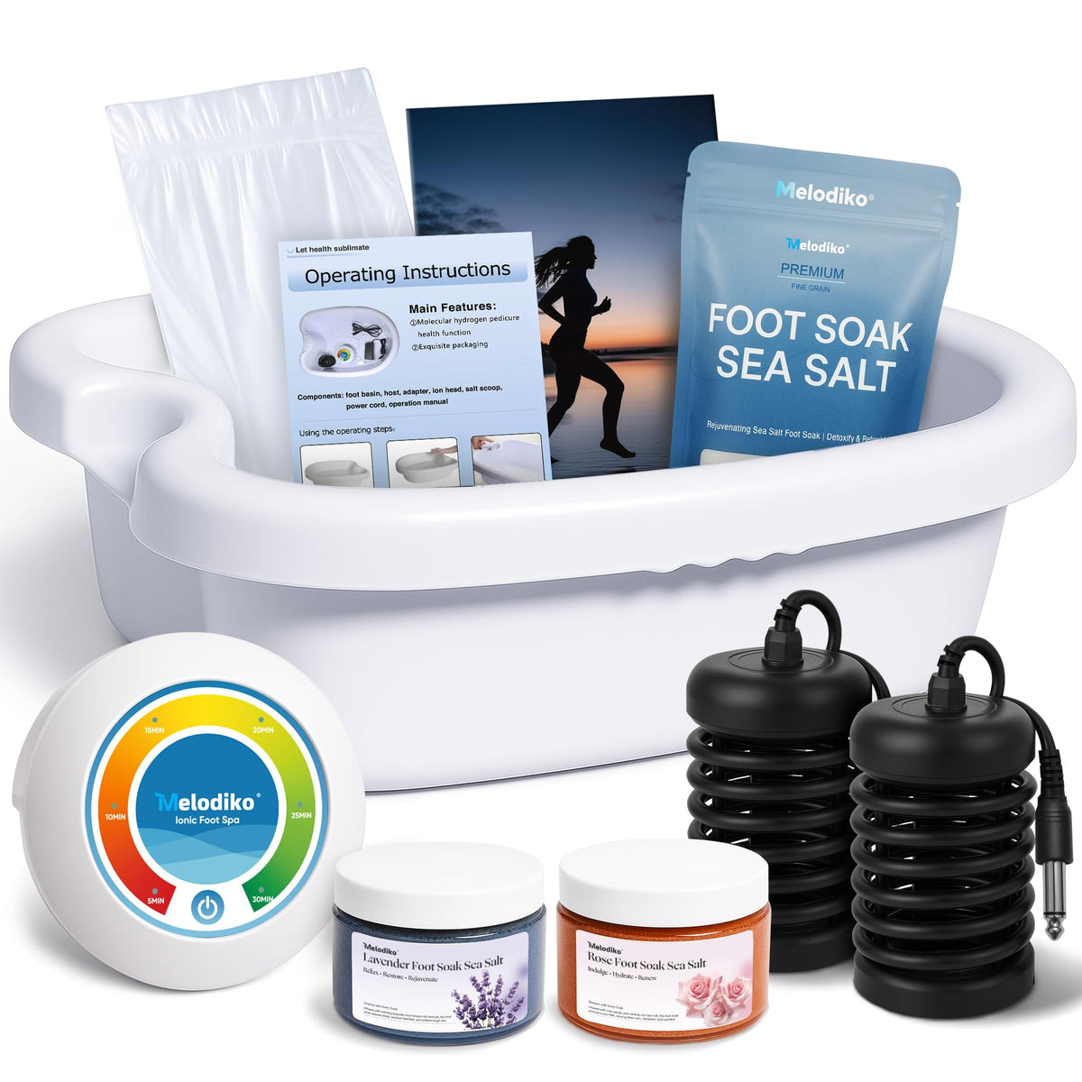 Melodiko Ionic Foot Bath front view, ideal for relaxing at-home spa sessions.