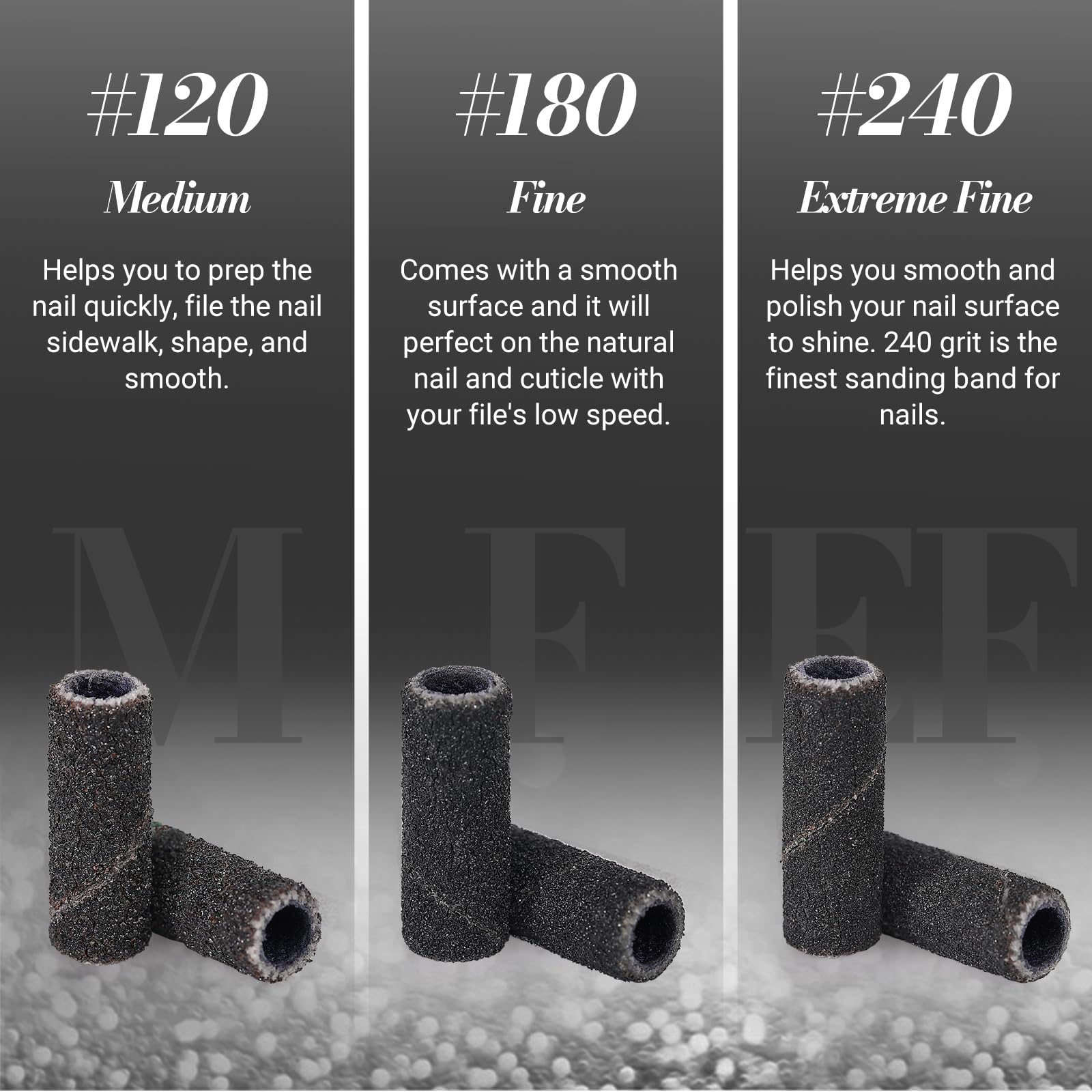 MelodySusie 180-grit band smooths natural nails and cuticles.