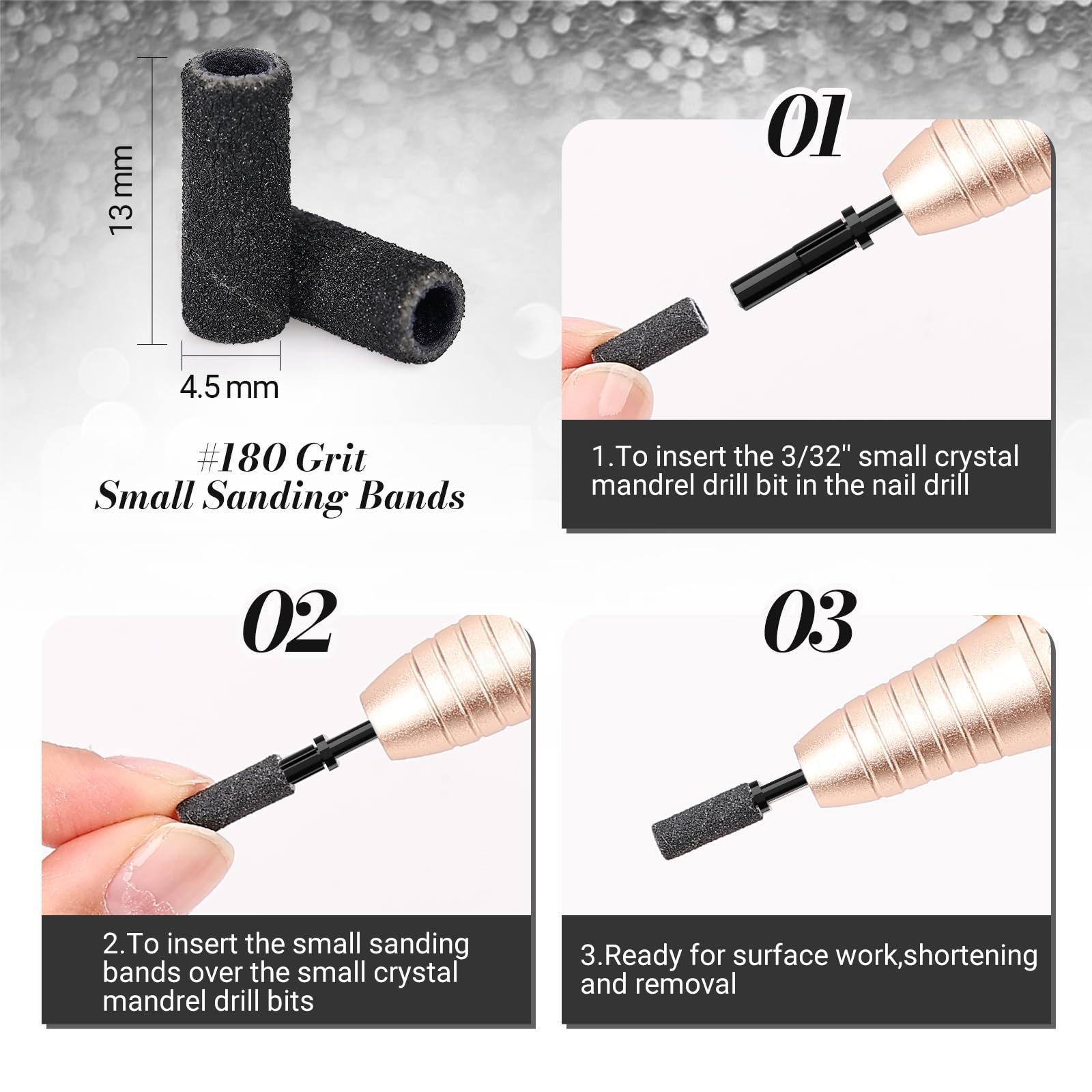 MelodySusie 240-grit band polishes nail surface to shine.