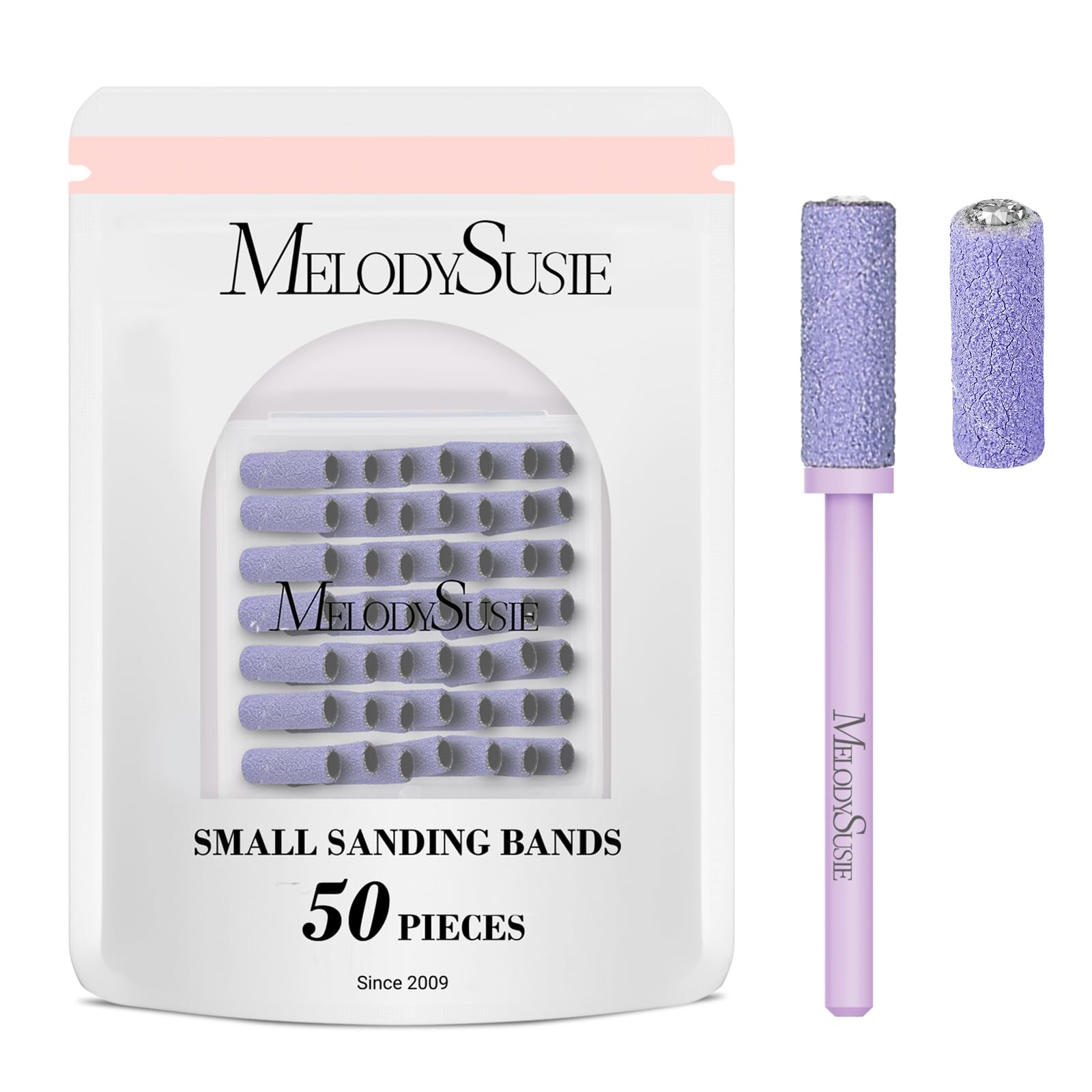 MelodySusie 50pcs sanding bands with 3-1mm mandrel for precise nail shaping.