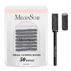 MelodySusie 50pcs small sanding bands with a 3.1mm mandrel for precise nail prep.
