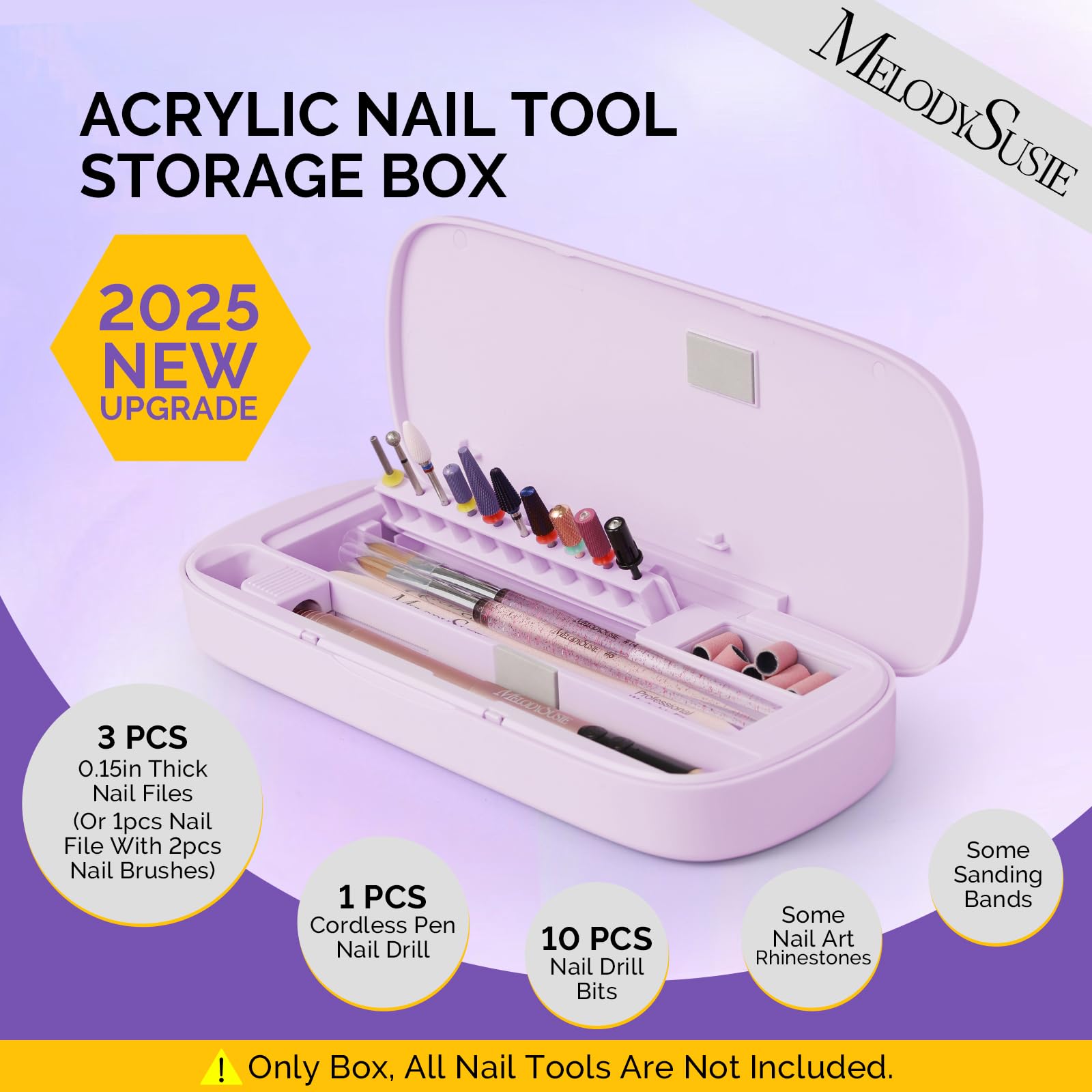 MelodySusie acrylic nail tool storage box compartments illustrate organized nail art gear and quick access