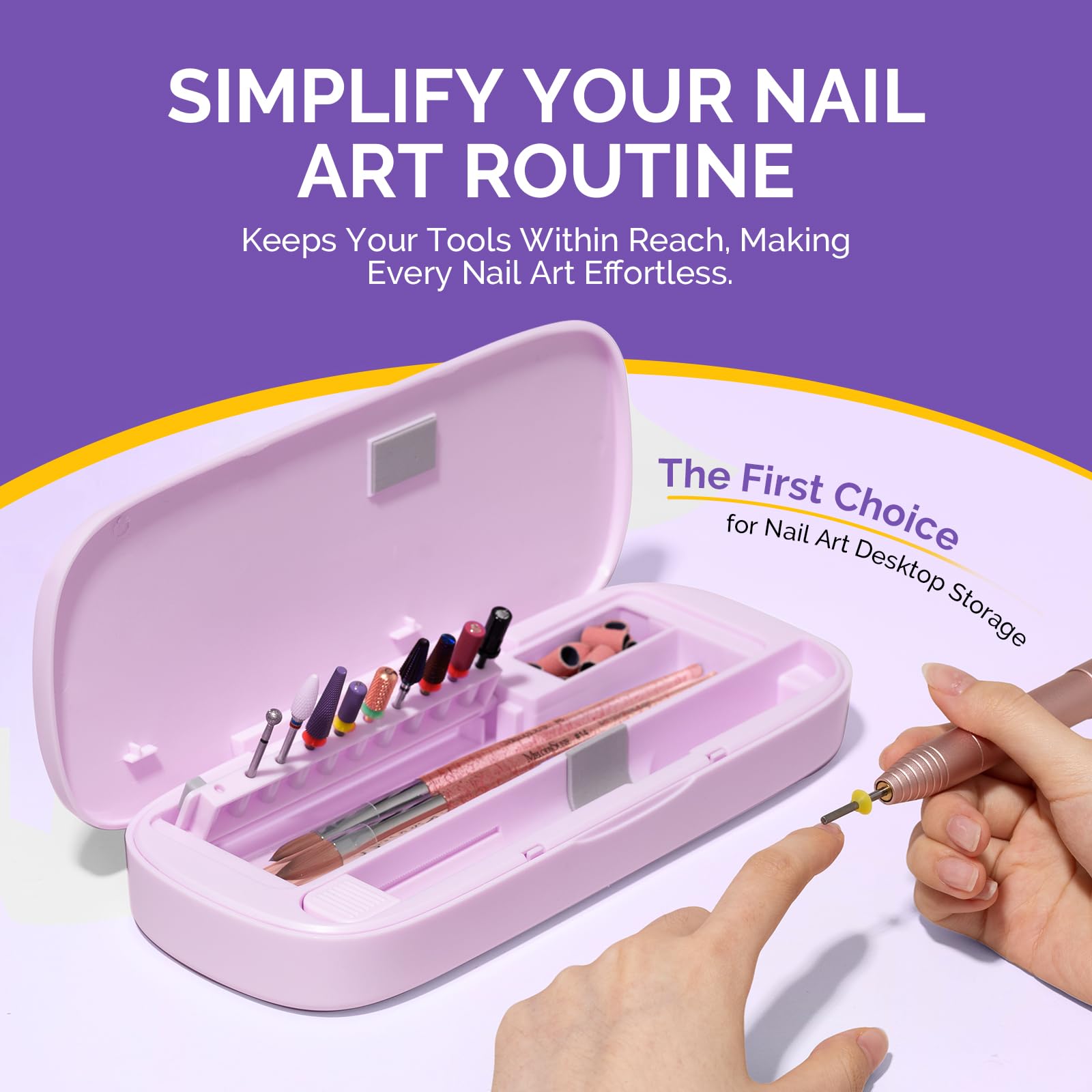 MelodySusie acrylic nail tool storage box travel-friendly angle showcases on-the-go manicure use
