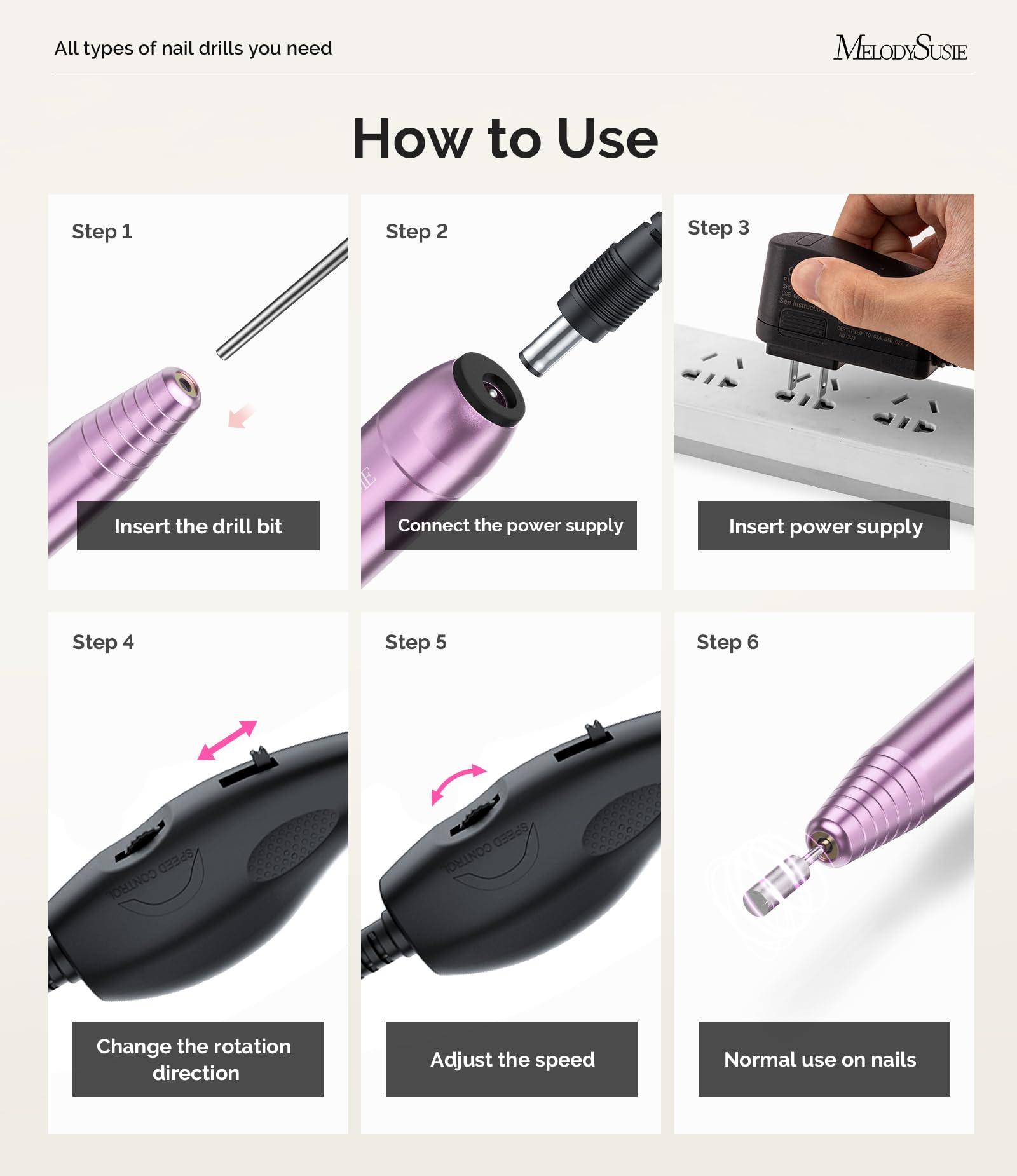 MelodySusie adjustable speed up to 20000 RPM for precise shaping
