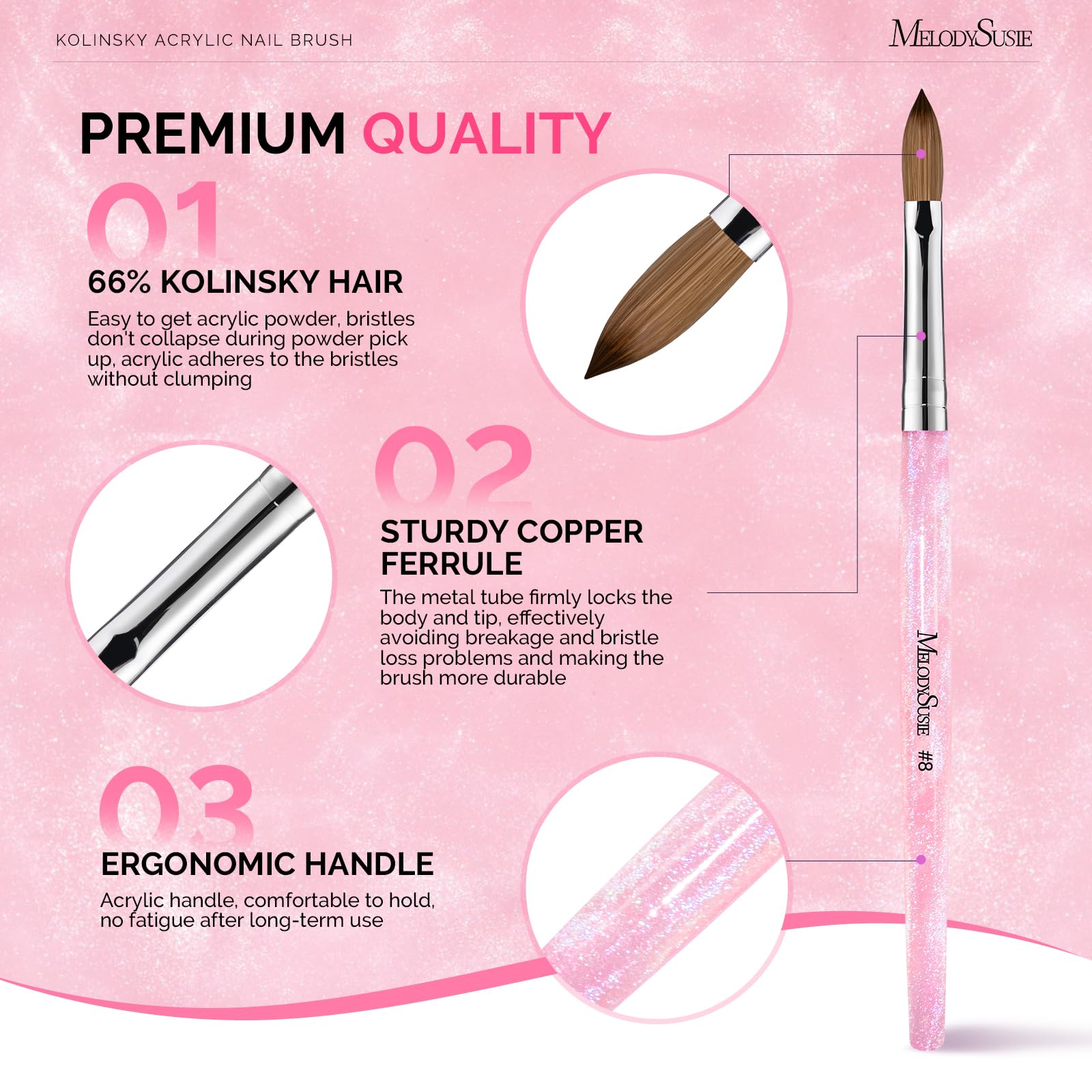 Aurora Collection fine glitter brush for stylish acrylics