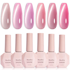 MelodySusie gel ojo-gato rosa, botella en primer plano, efecto deslumbrante para uñas.