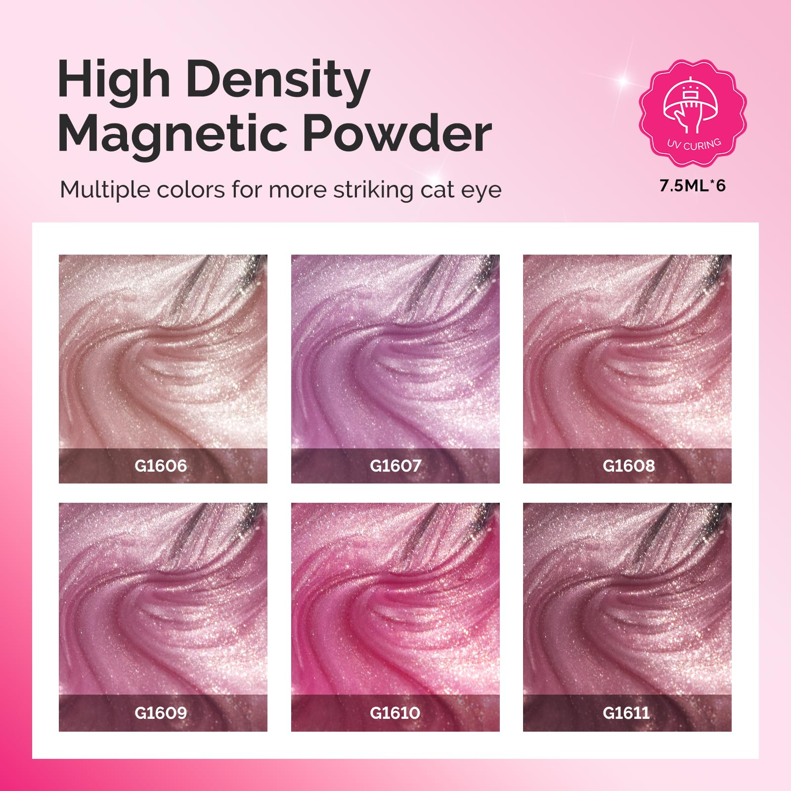 Conjunto MelodySusie gel ojo-gato colores variados, acabado deslumbrante en cada uña.