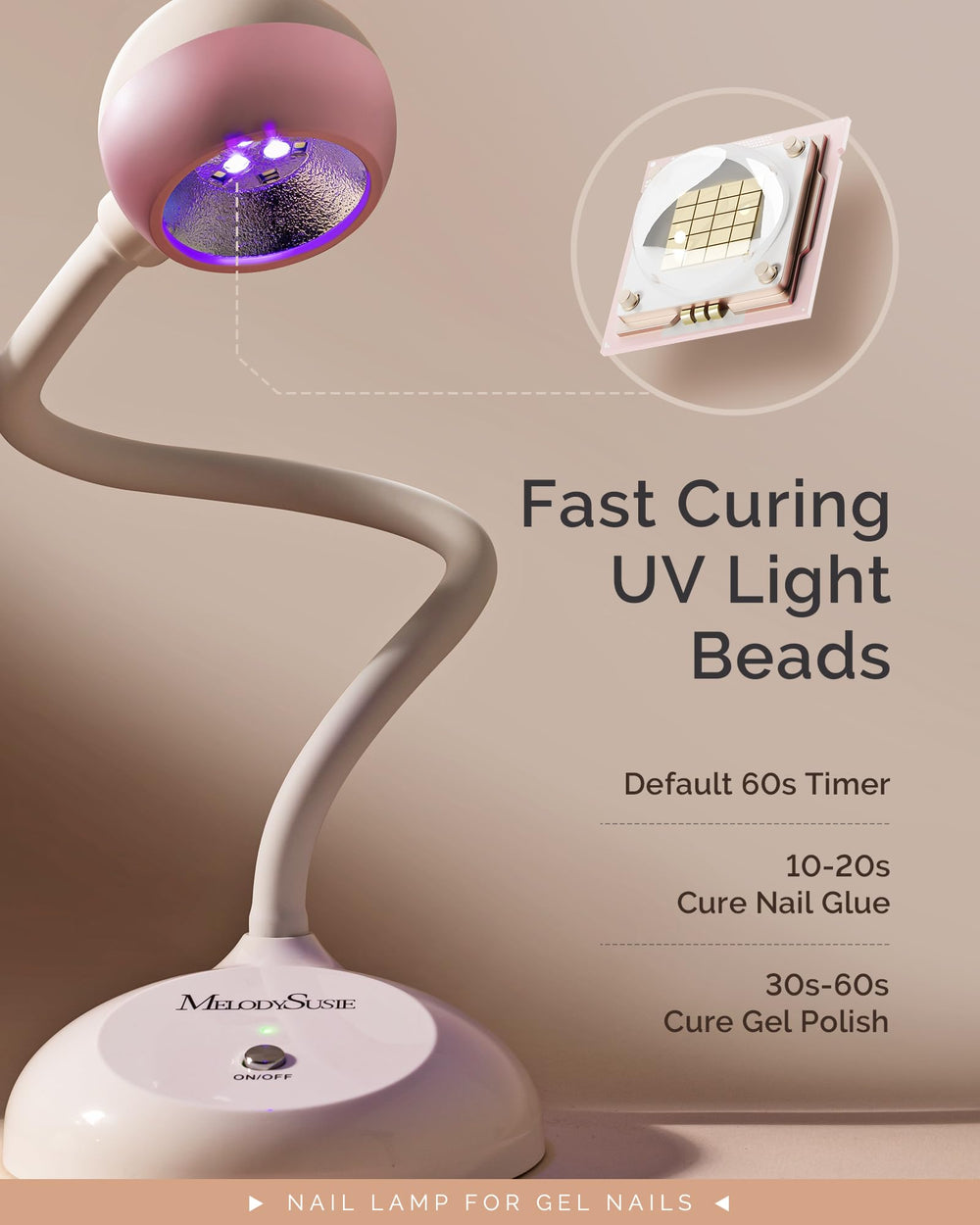 MelodySusie compact portable lamp ideal for on-the-go nail art sessions.
