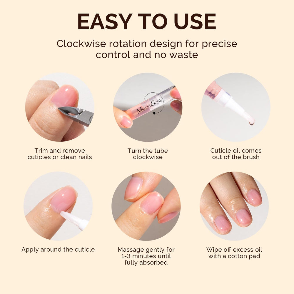 MelodySusie cuticle oil pen massaging action helps quick absorption.