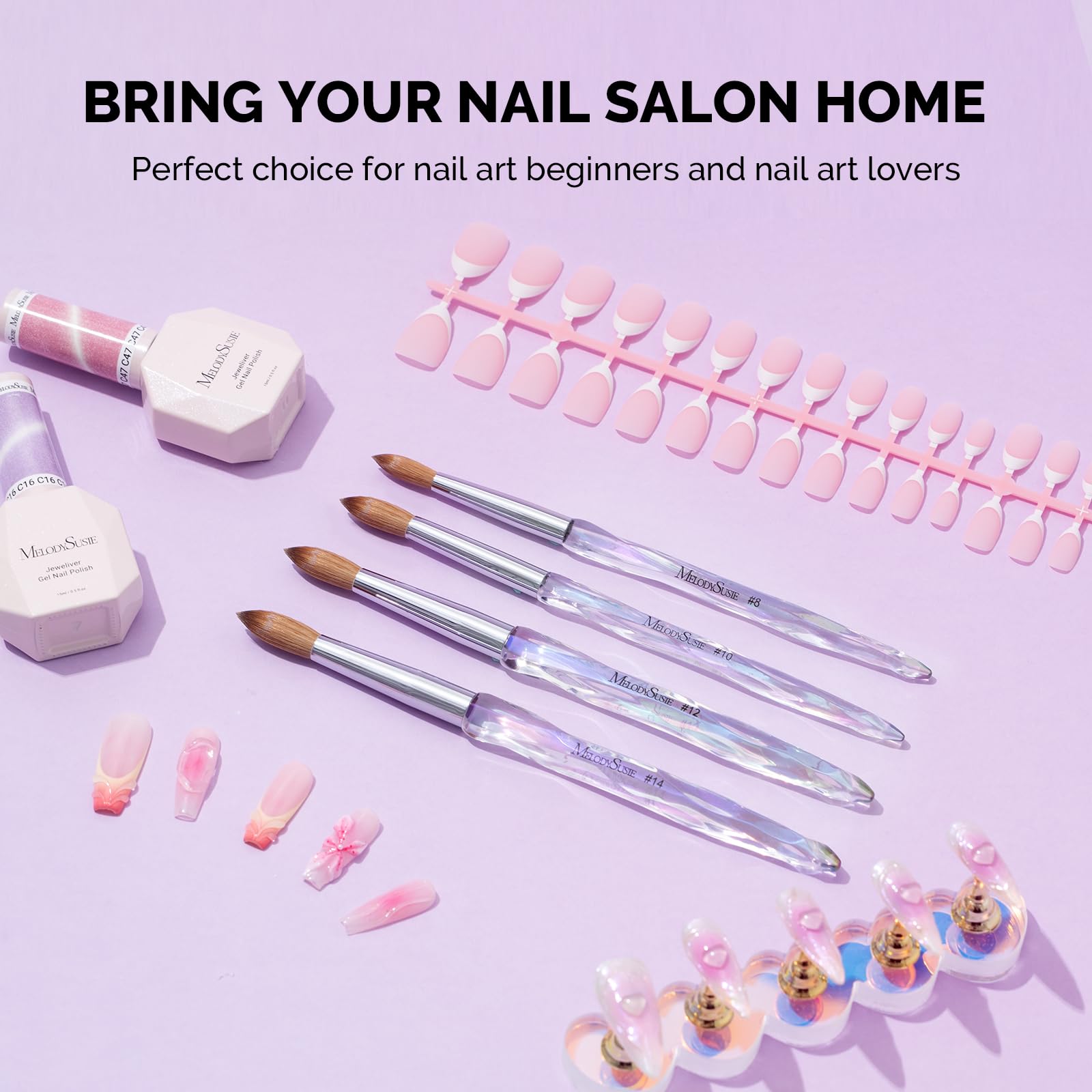 MelodySusie DIY home salon brush in use for acrylic nail applications.