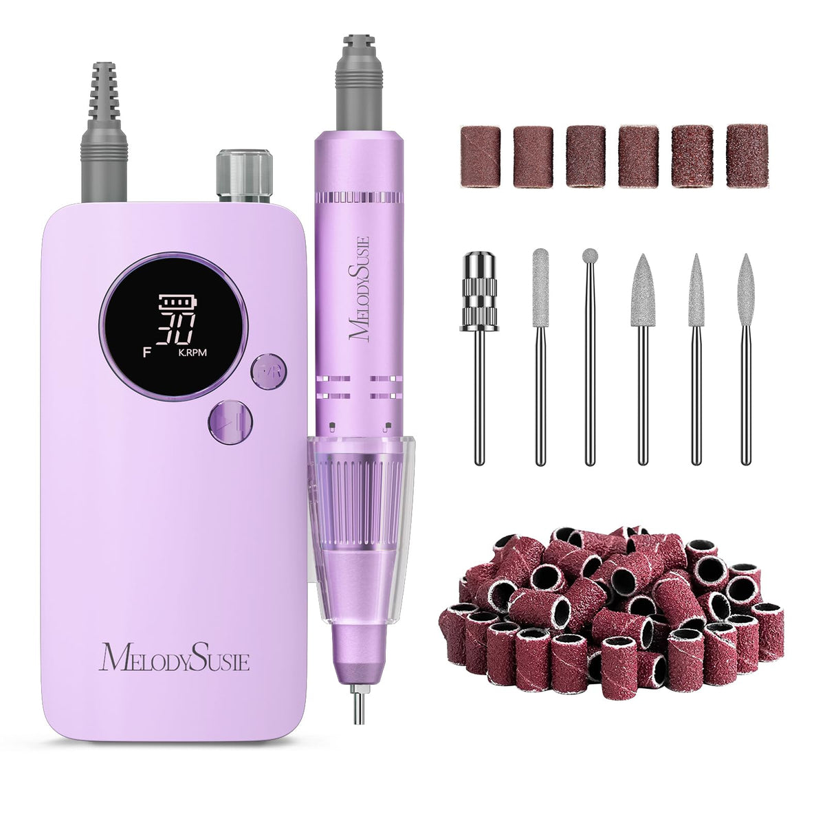 MelodySusie entry-level clip-on nail drill setup for easy home use and training.