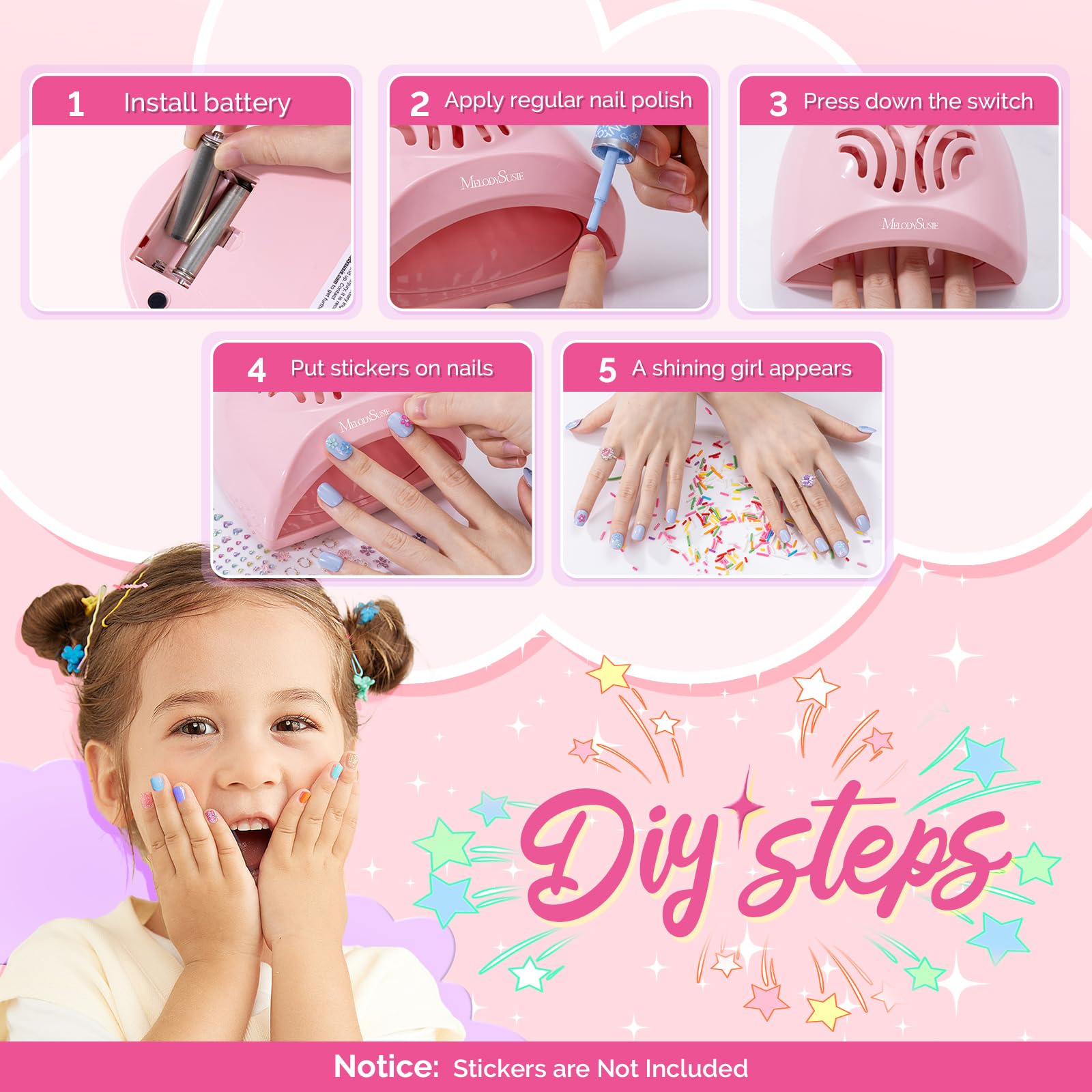 MelodySusie kids nail art activity with quick-dry finish