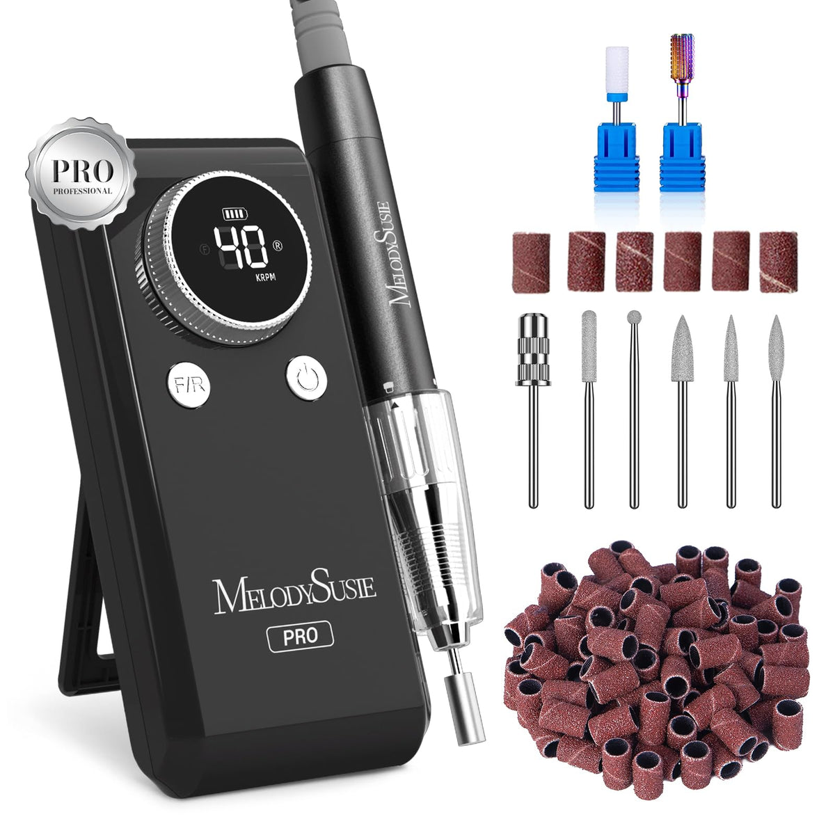 MelodySusie MB420G nail drill in case for portable setup
