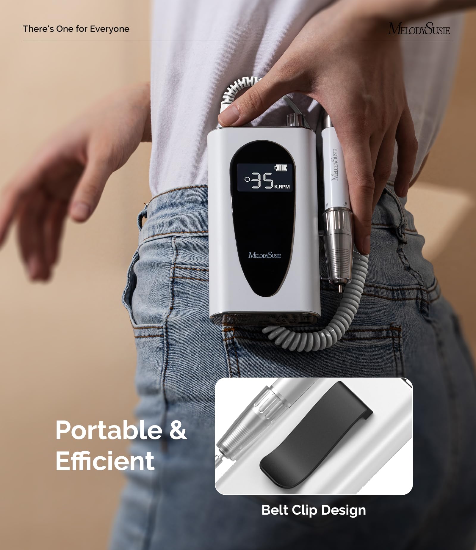 MelodySusie MM400C LCD display shows RPM and battery for precise work
