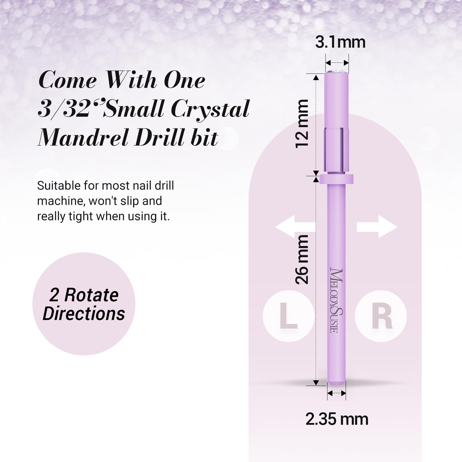 MelodySusie multi-use drill bits for manicures and pedicures on natural and artificial nails.