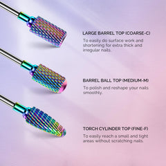 MelodySusie carbide bits closeup showing durability for acrylics and thick gels