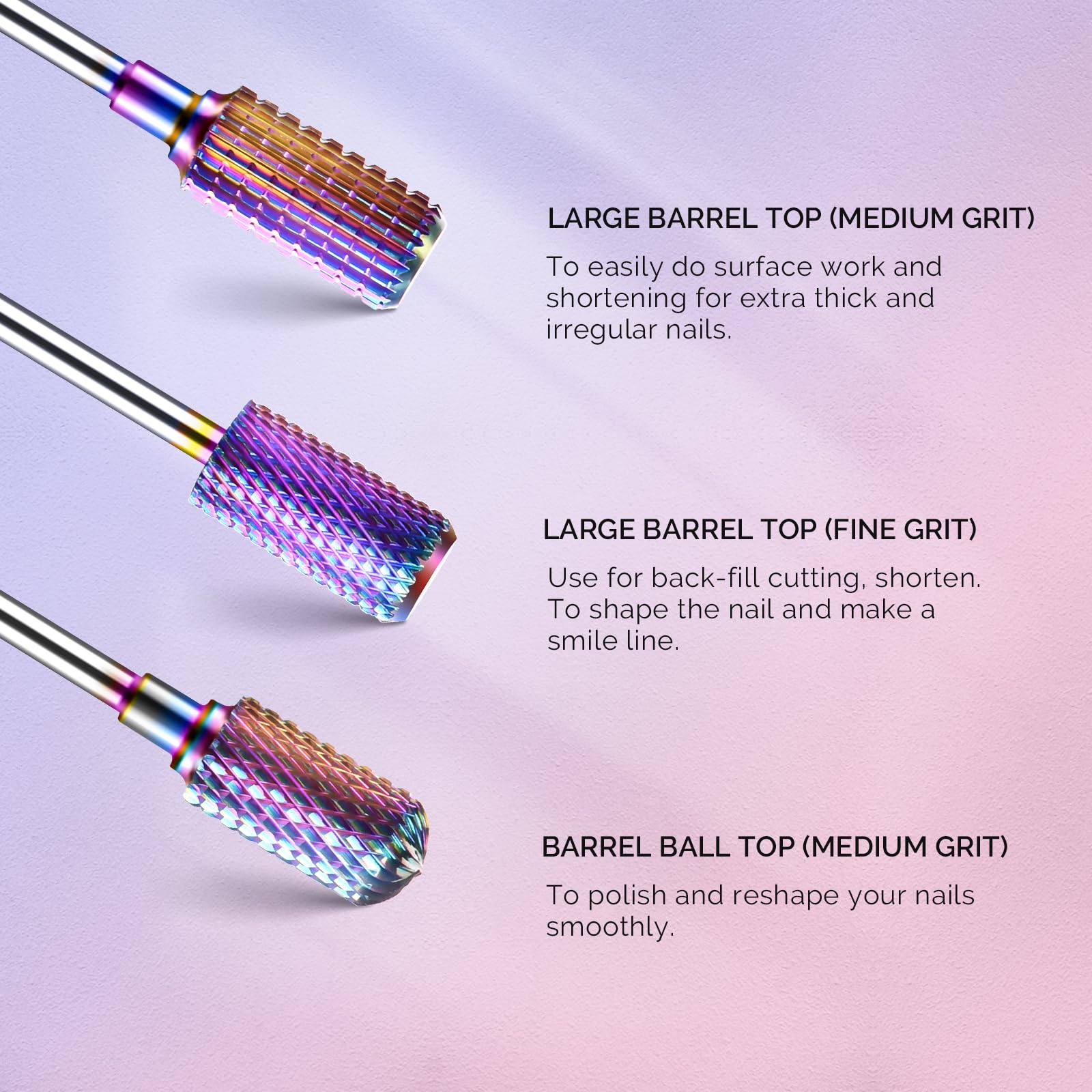 MelodySusie bits designed for low heat and reduced dust during filing